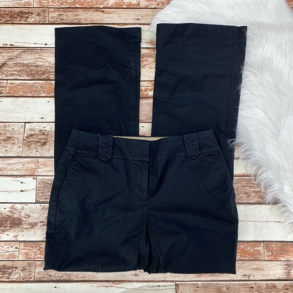 Ann Taylor LOFT Women's Julie Wide Leg Casual Chino Pants Size 6 Black Mid Rise - Picture 2 of 6